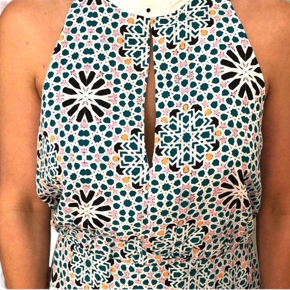 TOPSHOP Geo Moorish Moroccan Tile Tie Neck Halter Midi Dress size 6 - Picture 9 of 16